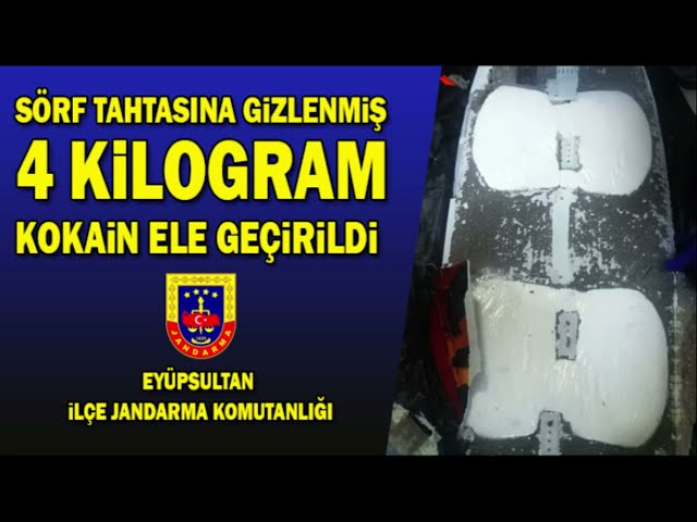 Eyüpsultan Jandarma,  sörf tahtasına gizlenmiş 4 kilogram kokain ele geçirildi