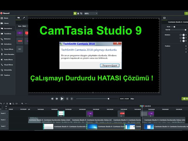 Camtasia Studio 9 Durduruldu Hatası Çözümü